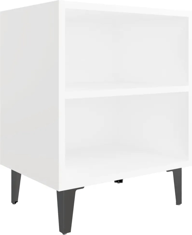 vidaXL Noptieră cu picioare metalice, alb, 40x30x50 cm