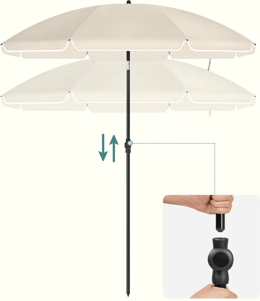 Umbrelă SOLARA, Ø200 cm, bej SongmicsHome