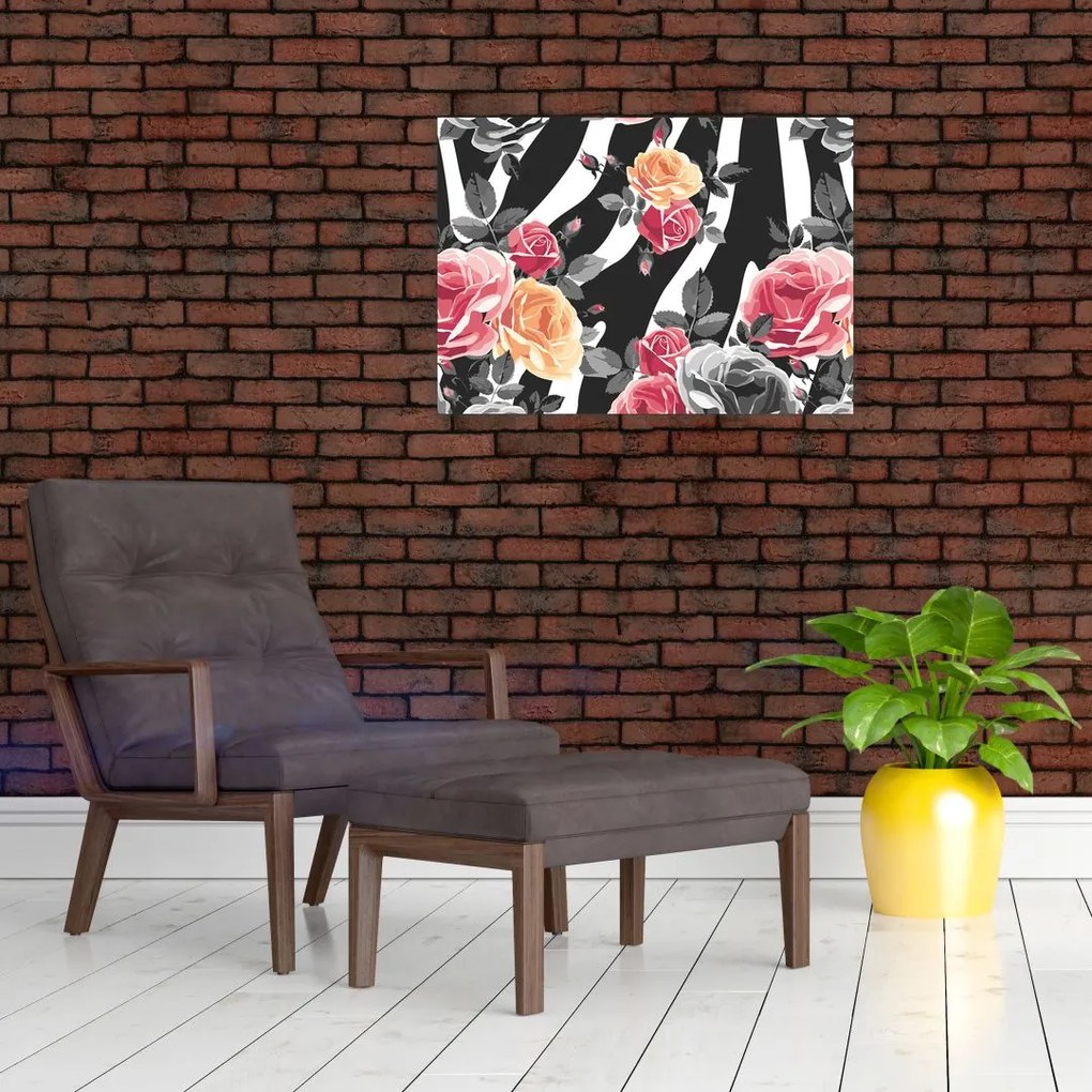 Tablou cu trandafiri înfloriți (70x50 cm)