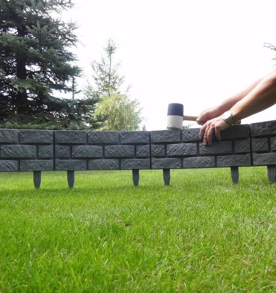 Palisadă - bordură de grădină, gri, 2,2 m