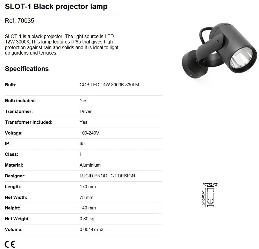 Aplica tip Proiector LED de exterior IP65 SLOT-1