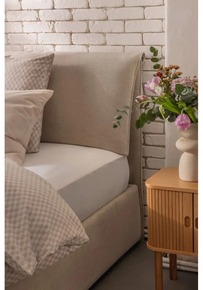 Pat dublu tapițat bej cu spațiu de depozitare cu saltea/ grătar 180x200 cm Myra Pillow - Bonami Selection