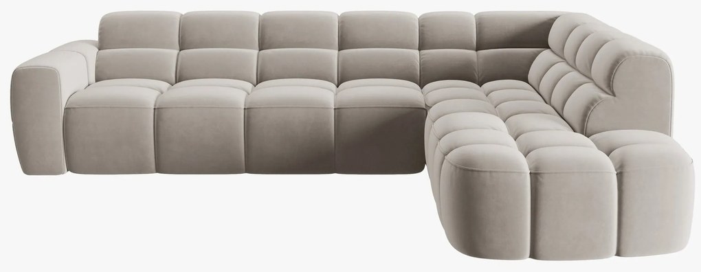 Coltar Lisa cu 5 locuri si tapiterie din catifea, bej deschis