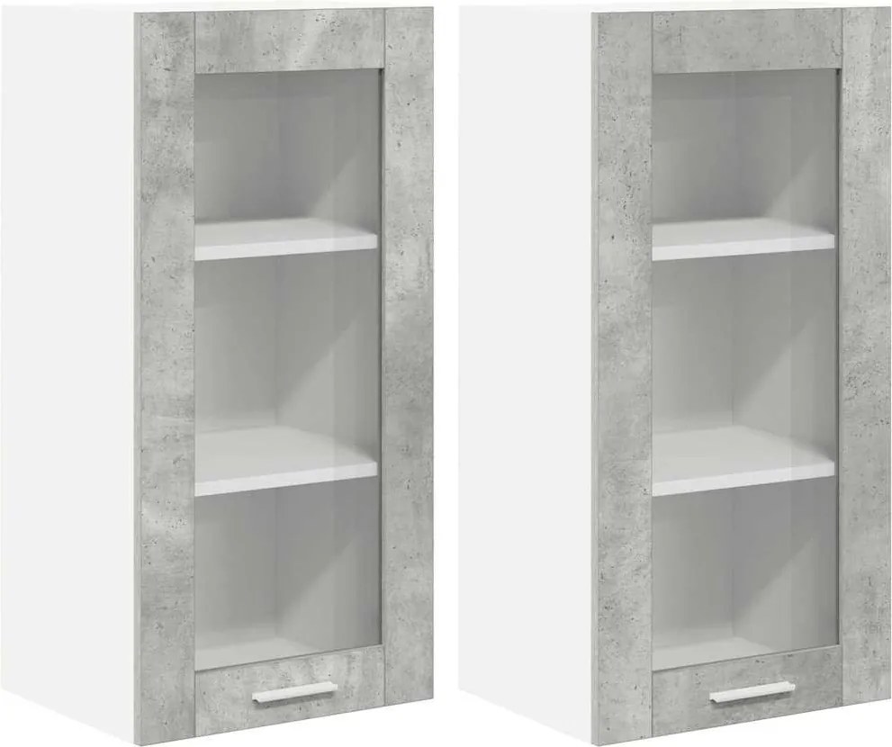 vidaXL Dulap suspendat cu ușă 2 pcs Gri din beton 40 x 31 x 80 cm
