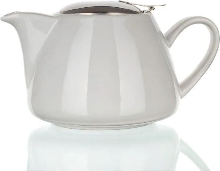 BANQUET Ceainic din ceramică cu capac din inox şi sită Bonnet culoare albă BANQUET