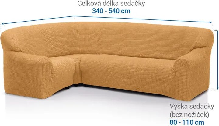 Nueva Textura Huse super elastice RUBINIA aurii colţar (l. 340 - 540 cm)