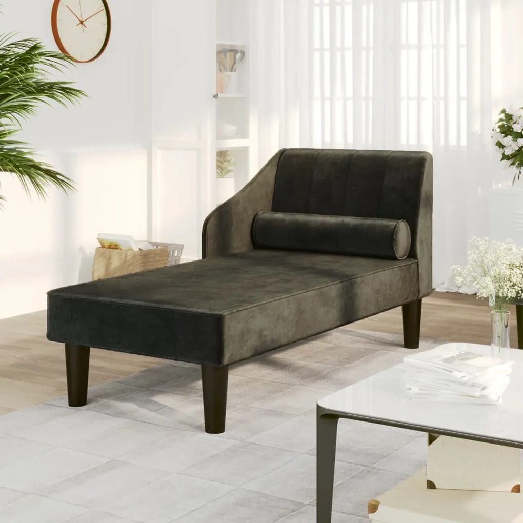 340720 vidaXL Șezlong cu suport, negru, catifea