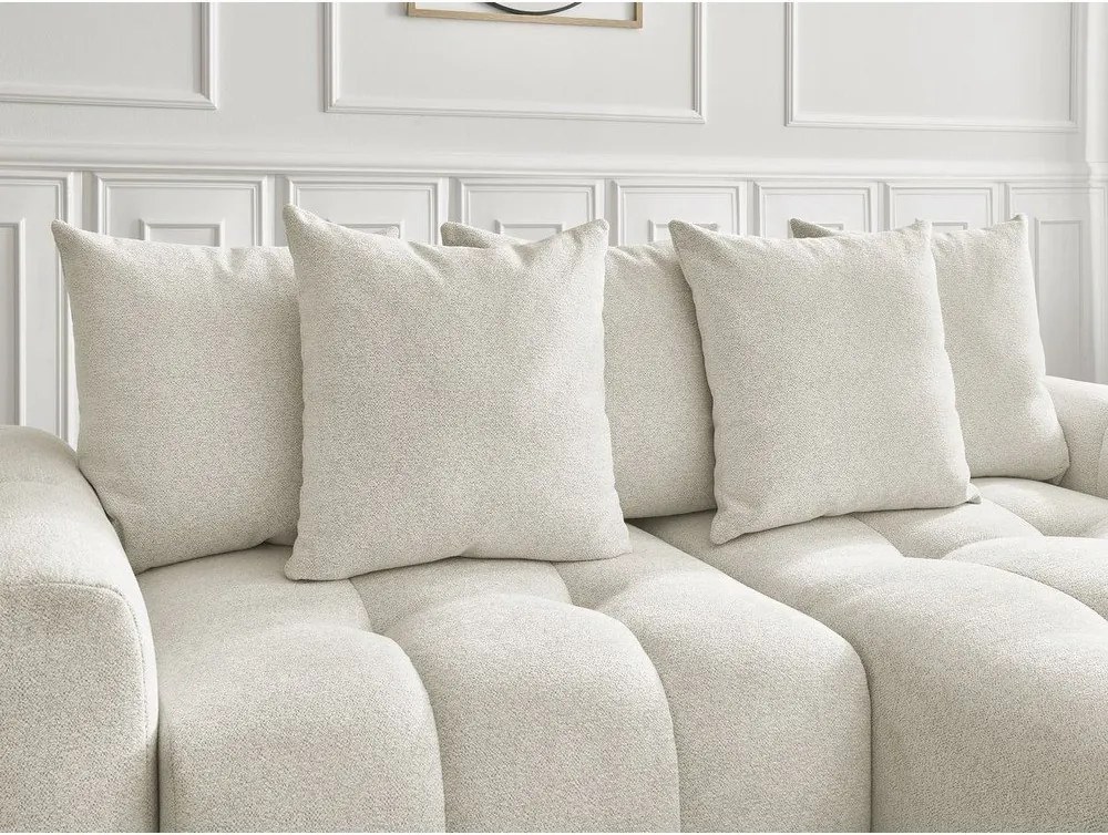 Colțar alb extensibil/cu spațiu de depozitare cu tapițerie din chenille (cu colț pe partea dreaptă/cu șezlong) Roxelane – Bobochic Paris