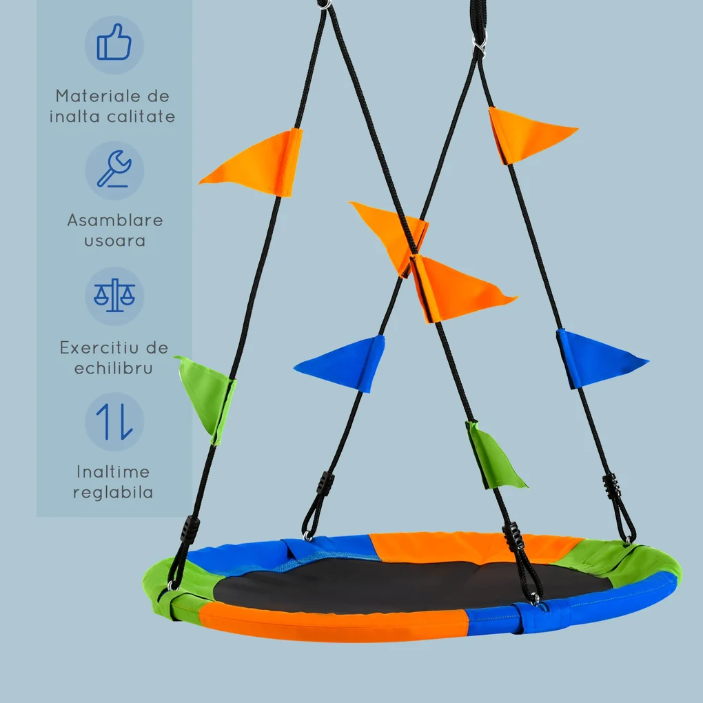 Leagan rotund Outsunny, pentru copii +3 ani, multicolor | Aosom Romania