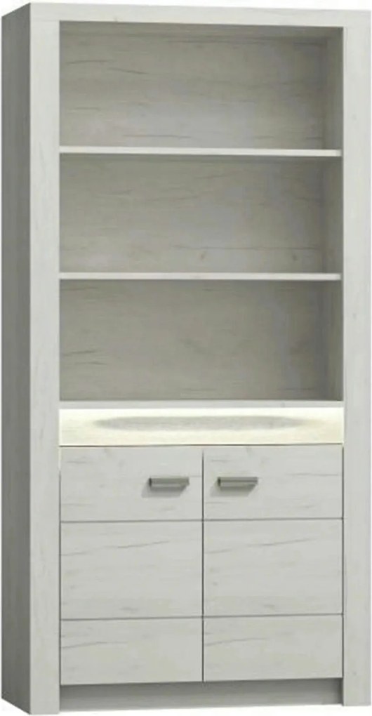 Vitrina INFINITY I-05, frasin alb, PAL melaminat, 96x42x192 cm