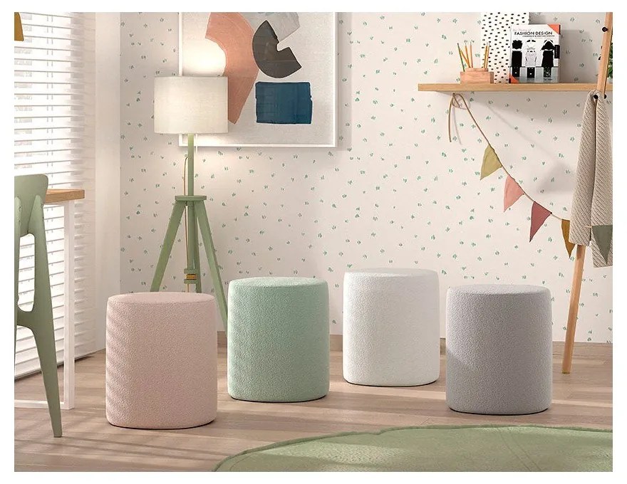 Puf de copii verde deschis cu tapițerie din stofă bouclé MOON – Vipack