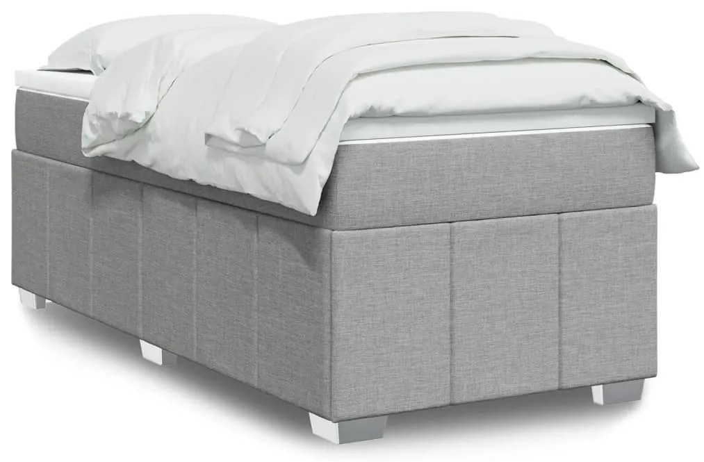 vidaXL Pat continental cu saltea, gri deschis, 80x200 cm, textil