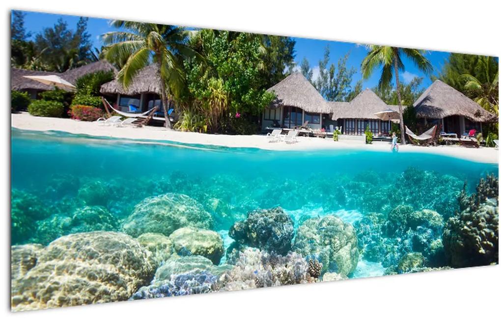 Tablou cu plaja pe insulă tropicală (120x50 cm), în 40 de alte dimensiuni noi