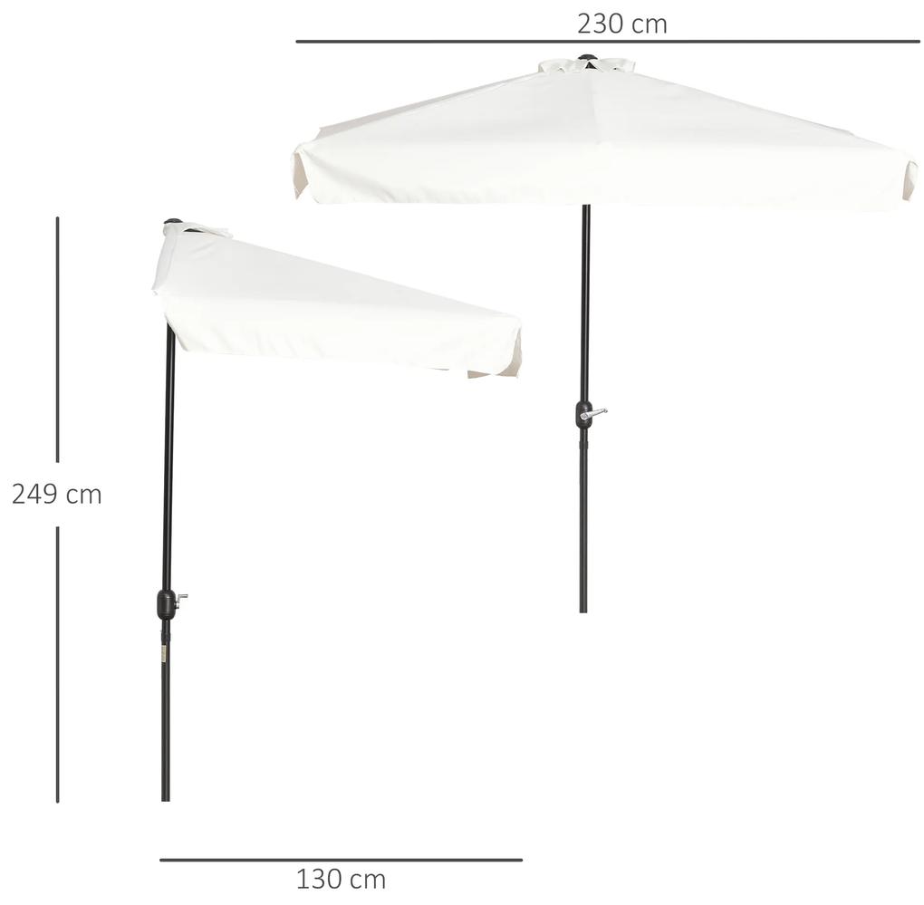 Outsunny Umbrela dreptunghiular pentru gradina cu manivela, 230x130x249cm, Alb Crem | Aosom Ro