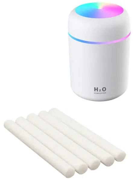 Umidificator de aer cu ultrasunete cu difuzor aromaterapie cu LED, 300 ml