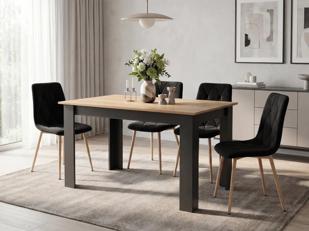 Scaun de sufragerie din catifea neagra LIBRA