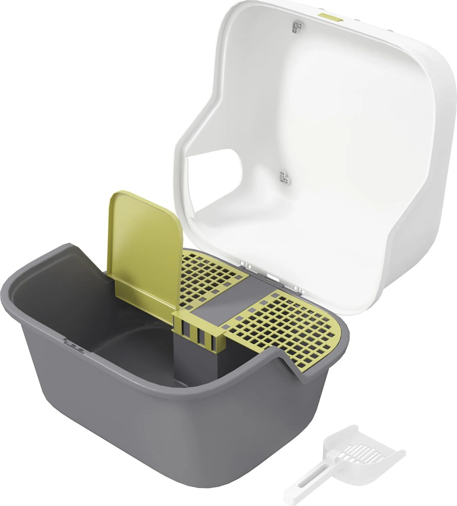 PawHut Bac de nisip pentru pisici casă de toaletă pentru pisici capac superior blocabil și deschis 50 x 50 x 39 cm, crem | Aosom Romania