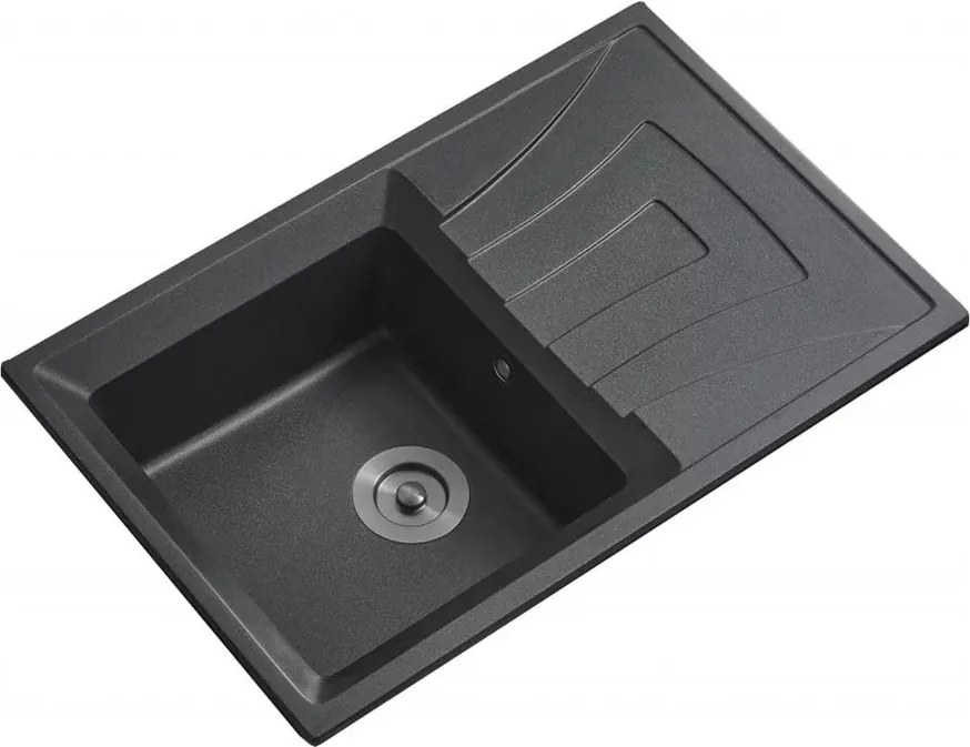 Chiuveta compozit Inter Ceramic finisaj negru 78x50 cm cu picurator
