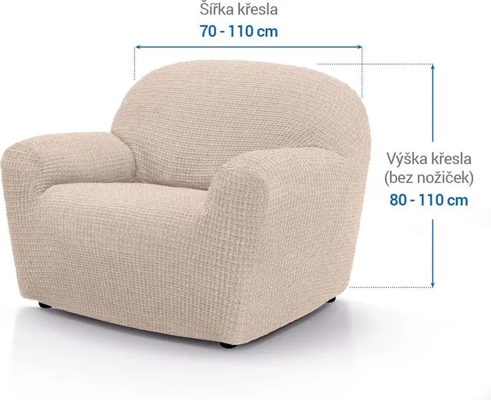Nueva Textura Huse super elastice RUBINIA smântânii fotoliu (l. 70 - 110 cm)