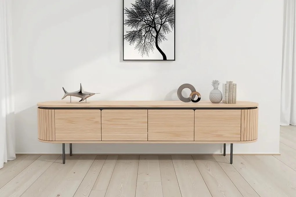 Comoda TV cu furnir de stejar ATELIER 200cm