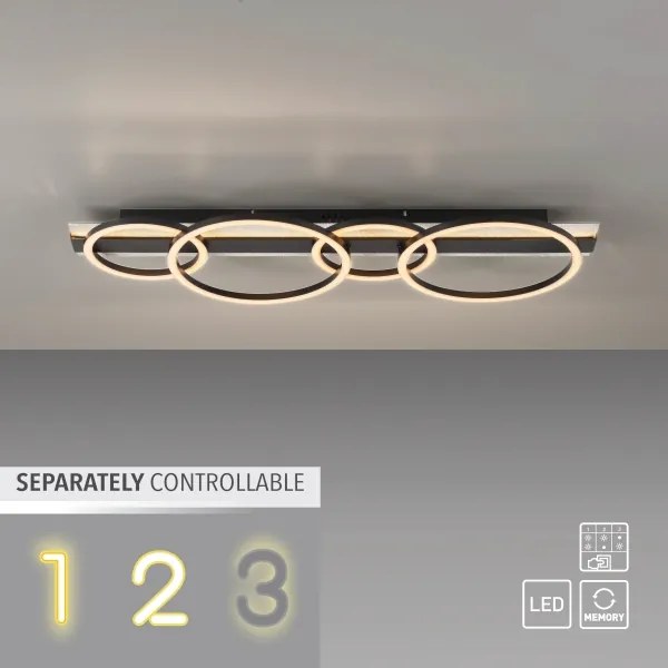 JUST LIGHT. 14426-21 - Plafonieră LED CICHIO LED/37W/230V + LED/9,5W neagră
