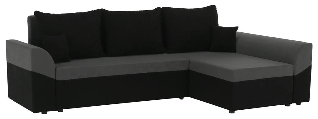 Canapea de colţ rabatabilă, neagră / gri, DESNY