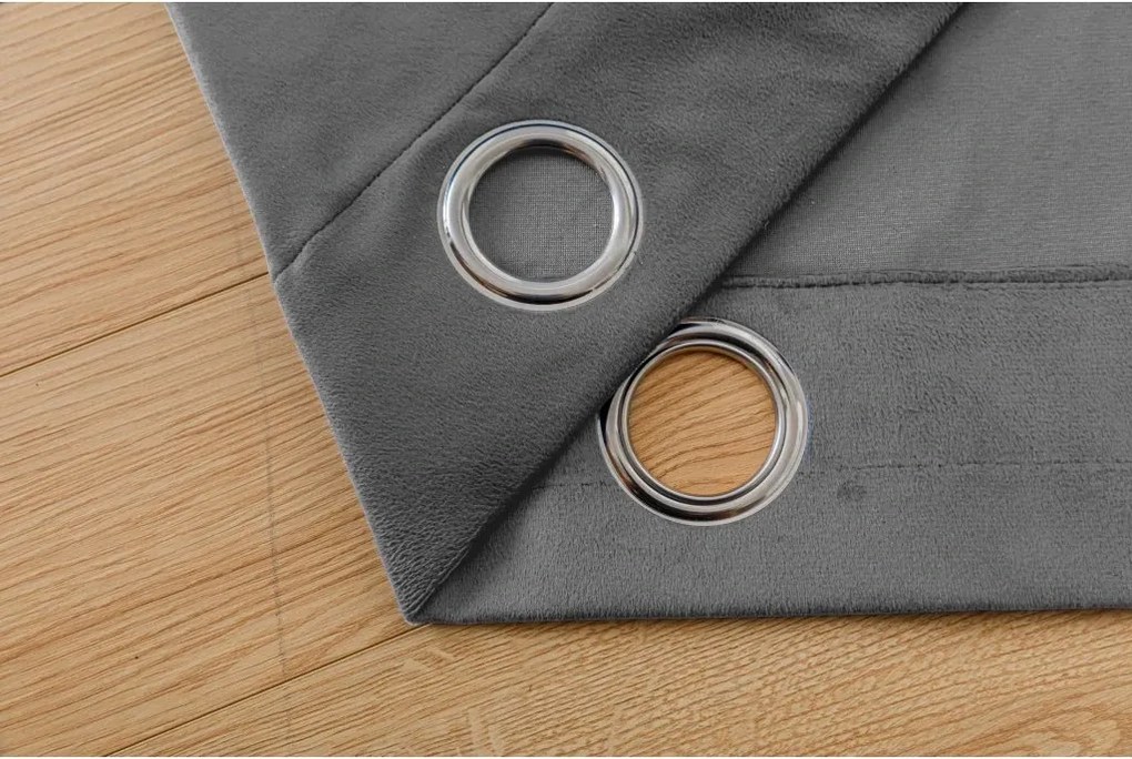 Draperie opaca DREAM VELVET 140x250 cm, gri inchis Agatat: Inele metalice