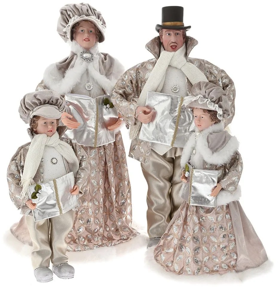 Familie Colindatori Champagne set 4 figurine 70 cm