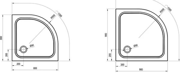 Ravak XA244401010 - Cadă de duș în formă de sfert de cerc ELIPSO 80x80 cm, albă