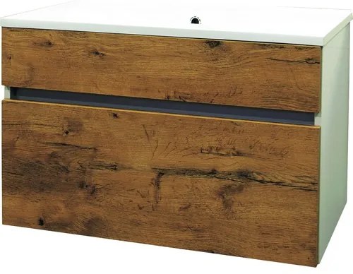 Dulap baza lavoar Sanotechnik Stella 75, 75 cm, 1 sertar, stejar antic