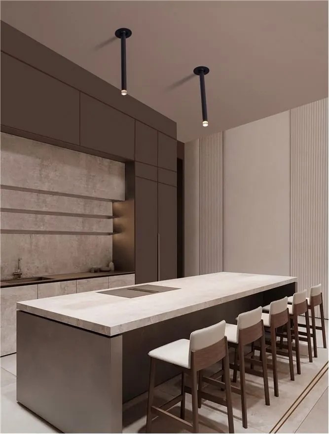 Spot LED incastrabil design tubular STILVI negru, H-24cm