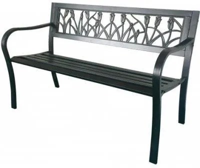 Banca de gradina, spatar plastic, structura metalica, 125x53x77 cm, Raluca