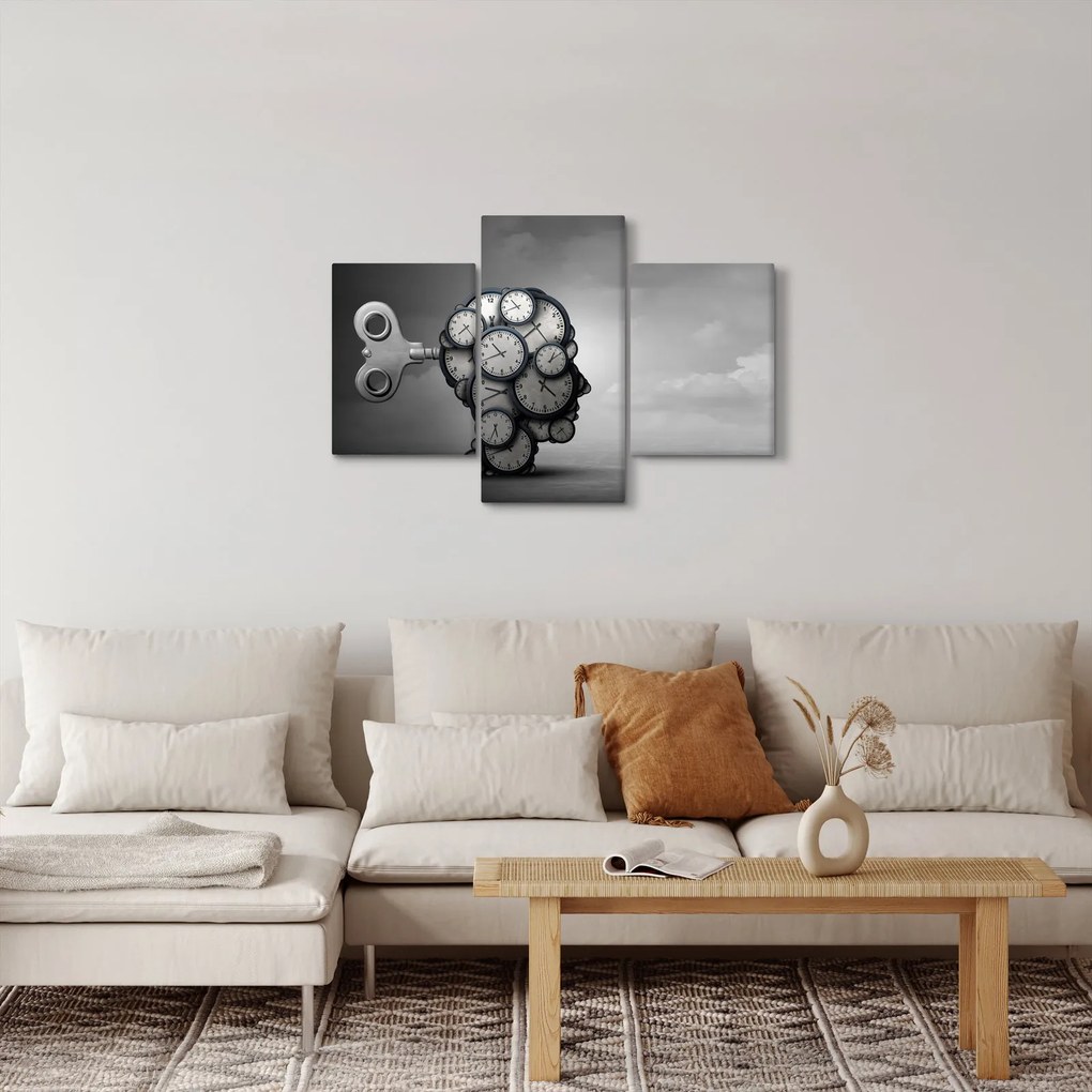 Tablou artistic cu cu cap și ceas (90x60 cm)