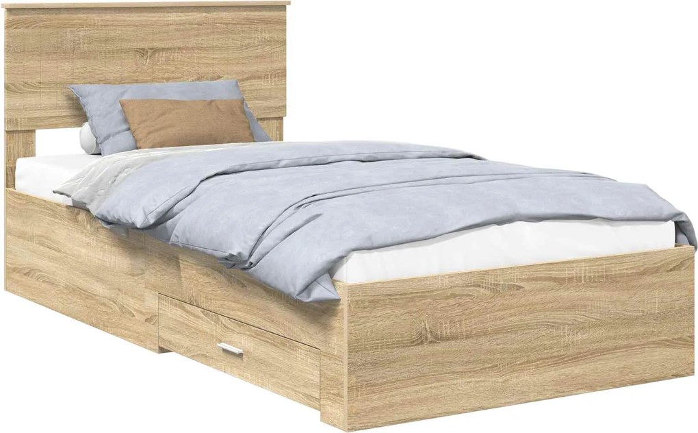 vidaXL Cadru de pat cu sertar Stejar Sonoma 100 x 200 cm Lemn compozit
