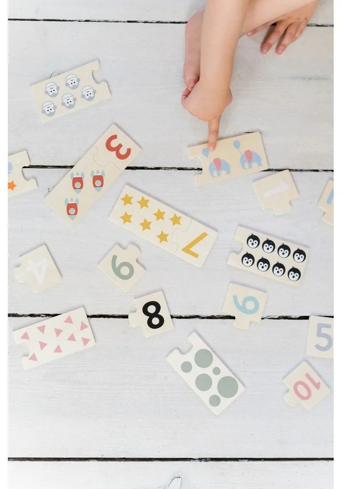 Puzzle (număr de piese 20) de copii din lemn Numbers – Kindsgut