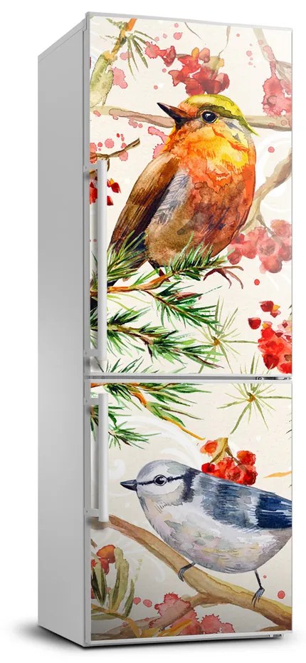 Autocolant pe frigider Păsări și flori