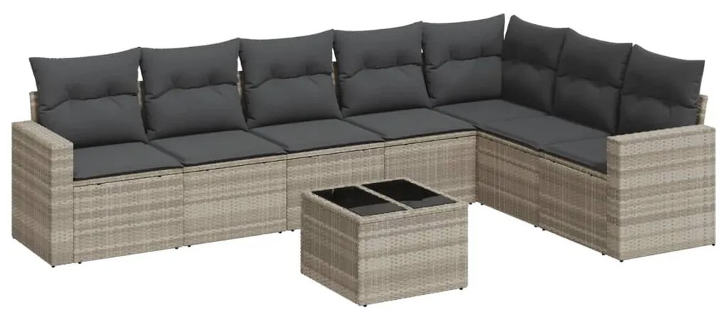 3219052 vidaXL Set mobilier de grădină cu perne, 8 piese gri deschis poliratan