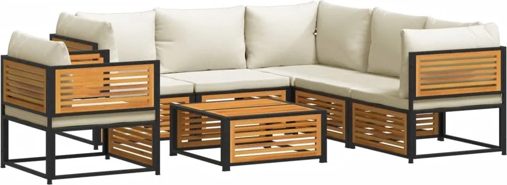 vidaXL Set canapele grădină cu perne, 7 piese, lemn masiv acacia