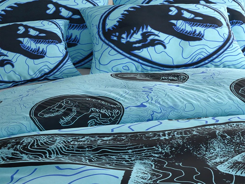 Lenjerie de pat din bumbac fosforescenta JURASSIC WORLD albastru Dimensiune lenjerie de pat: 70 x 90 cm | 140 x 200 cm