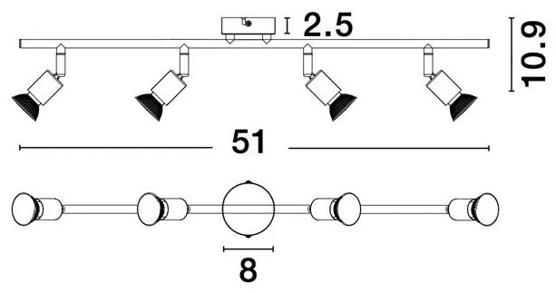 Plafonirea cu 4 spoturi design minimalist LUP negru
