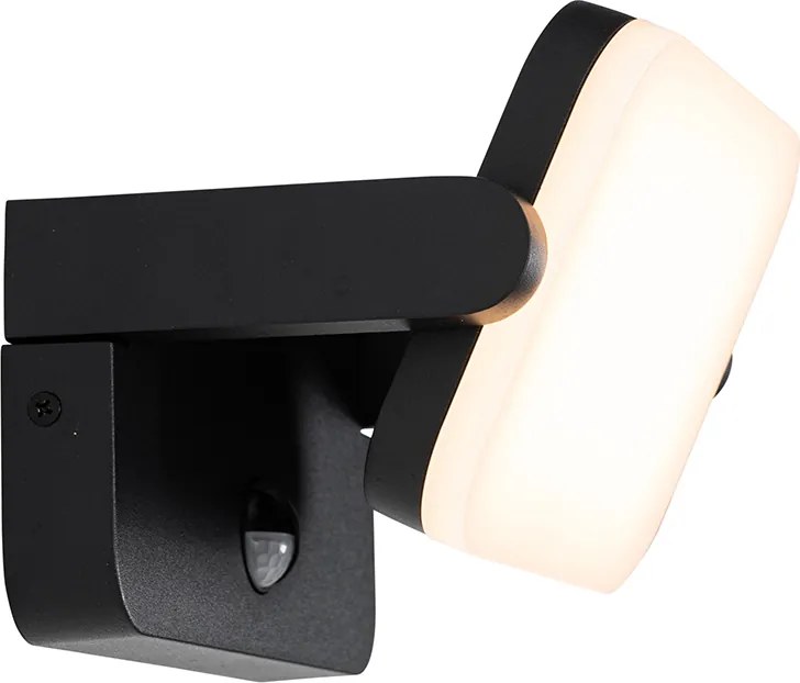 Aplică de perete exterioară neagră cu LED reglabil cu senzor de mișcare - Kamile