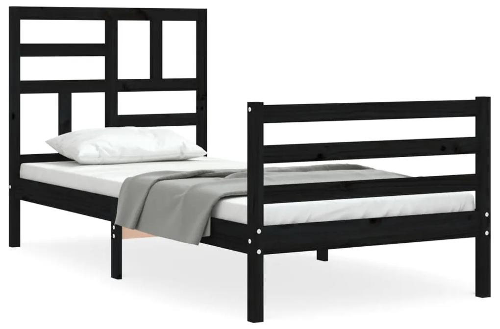 3194890 vidaXL Cadru de pat cu tăblie, negru, 100x200 cm, lemn masiv
