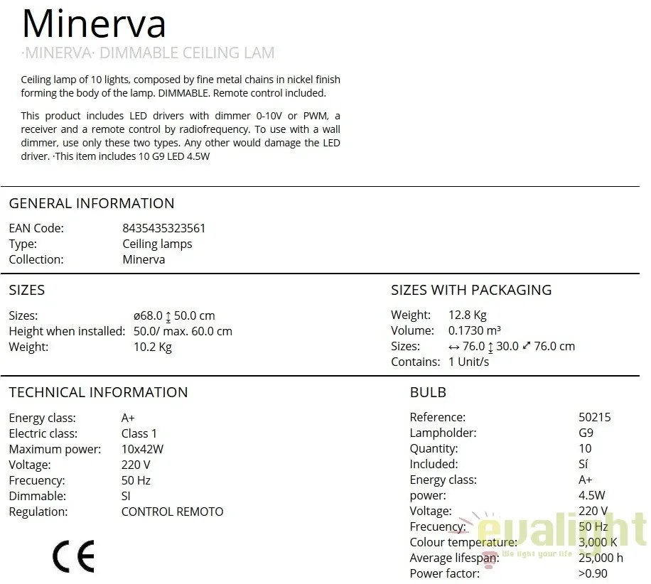 Lustra LED dimabila cu telecomanda design lux 68cm MINERVA SV-872469D