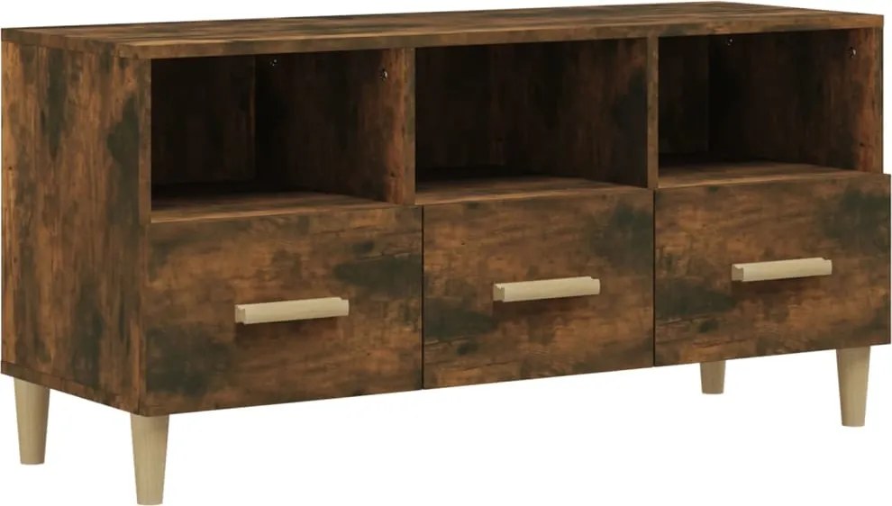 vidaXL Comodă TV, stejar fumuriu, 102x36x50 cm, lemn compozit
