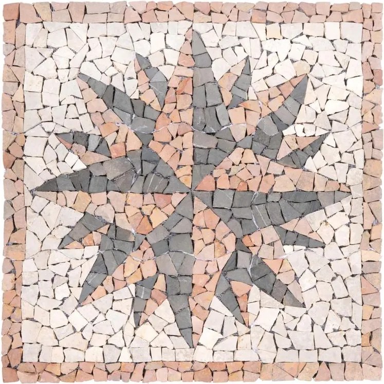 Mozaic din marmură, motiv Rosone Windrose, 90 x 90 cm