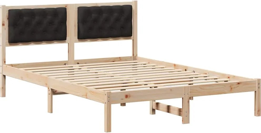 vidaXL Cadru de pat cu headboard Negru 150 x 200 cm Lemn de pin masiv