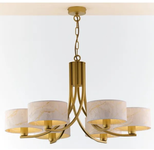 Jupiter 2098 - Lustru cu lanț ARTHUR 6xE27/15W/230V alb/auriu/decor marmură