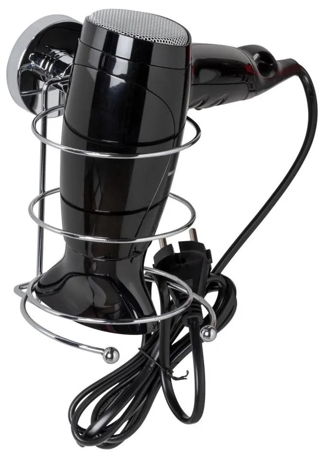 WENKO 20896100 - Suport pentru uscător de păr VACUUM-LOC MILAZZO 12x17 cm, crom lucios