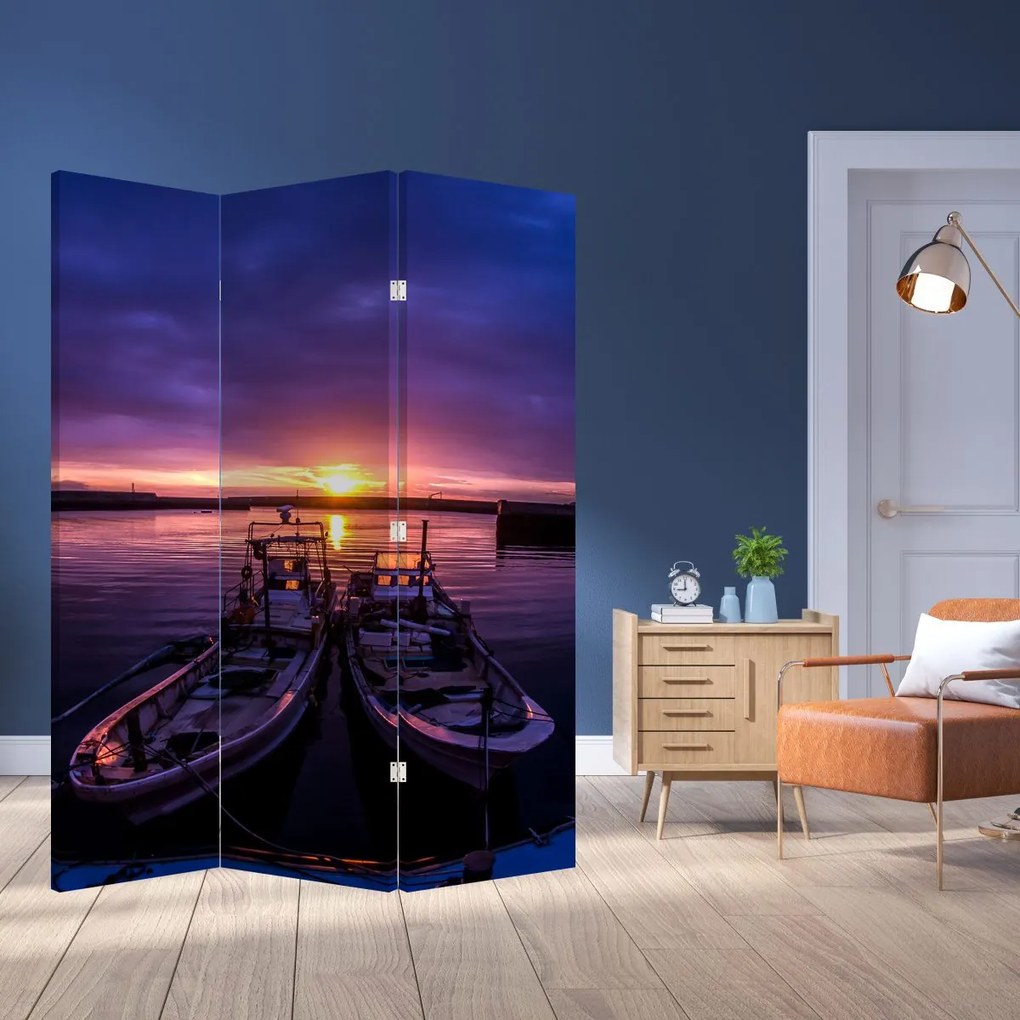 Paravan - Bărci pescărești în port (126x170 cm)