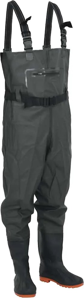 vidaXL Salopetă cu pieptar, cizme și curea, verde închis, mărimea 43